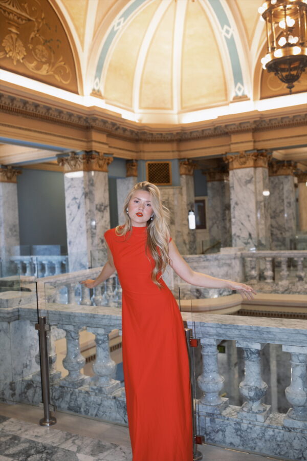 Contour Dress (Cap Sleeve) | Mocktail Collection - Scarlet