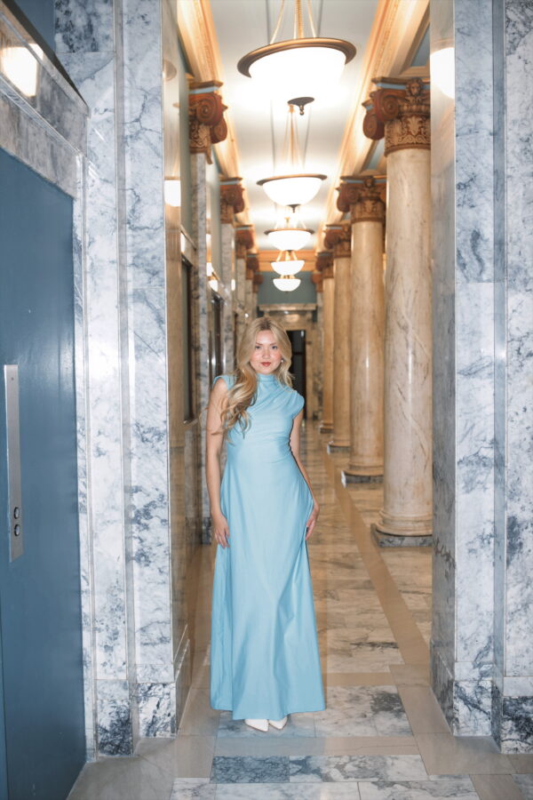 Contour Dress (Cap Sleeve) | Mocktail Collection - Baby Blu